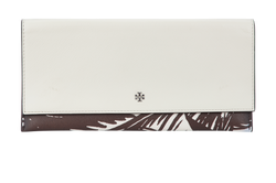 Tropical Print Clutch, Leather, Cream/Brown, 3*